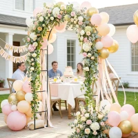 Outsunny 8 ft Steel Garden Arch, Garden Arbor Trellis with Large Base for Climbing Plants, Wedding Arch Stand, Black(m-9)