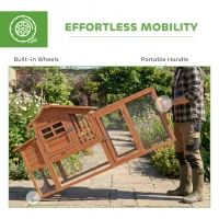 PawHut Chicken Coop with Run Mobile Wooden Hen House with Nesting Box Pull-out Tray for 1-2 Chickens Orange(m-4)