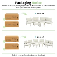 8-Piece Half Moon Patio Sectional with 2 Coffee Table & Cushion, PE Wicker Rattan Sofa Set for Poolside, 34.5'' L x 25.5'' W x 12.5'' H, Beige(m-6)