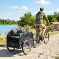 Soozier Bike Cargo Trailer, 45 Gal Bicycle Trailer Wagon Cart with Cargo Net, Quick Release 20" Wheels, Safe Reflectors(m-8)