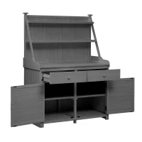 Fir Wood Potting Bench with Drawer & Cabinet for Garden, Outdoor Garden Workstation with Three-Tier Shelf, 47'' L x 23'' W x 65'' H, Gray(m-13)