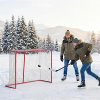 Soozier 5' x 4' Mini Hockey Goal, Easy Setup Hockey Net with Metal Frame, Lightweight & Portable(m-1)