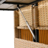 5-Piece Rattan Patio Sofa with Extendable Side Table & Dining Table, All-Weather Wicker Sectional for Garden, 47" L x 27.5" W x 27.5" H, Brown(m-4)