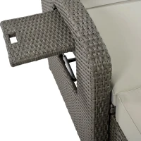 Stylish Double Chaise Lounge with Adjustable Back, 2-Person Rattan Daybed with Thick Cushion, 53.5" L x 43" W x 21.5" H, Gray(m-9)