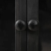 Walk-In Wooden Greenhouse with 2 Folding Shelf & 4 Skylight, Sturdy Fir Wood Cold Frame for Backyard, 58'' L x 29'' W x 78'' H, Black(m-11)