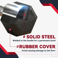 Soozier 2 x 10lbs Rubber Dumbbells Weight Set, Dumbbell Hand Weight for Body Fitness Training for Home Office Gym, Black(m-6)