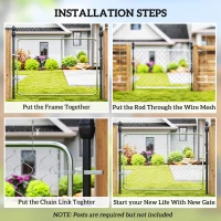 Outsunny Garden Gate Chain Link Fence Gate, Galvanized Steel Garden Door for Yard Entrance Way, 47.2 x 70.9 in., Silver(m-6)