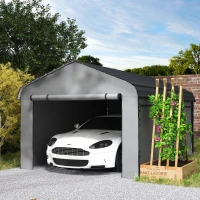 Outsunny 10' x 15' Metal Carport, Heavy Duty Garage Car Shelter with Galvanized Metal Roof and Removable Sidewalls, Light Grey(m-8)