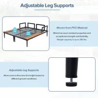 2 In 1 Outdoor Daybed with Wood Side Table for Patio, Convertible Padded Chaise Lounge with Adjustable Leg, 59" L x 55" W x 21" H, Gray(m-7)