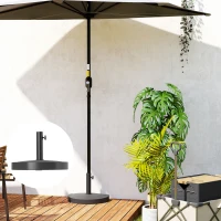 Outsunny 20 lbs Resin Half Parasol Base Outdoor Umbrella Stand Weight, Concrete Garden Parasol Stand, Black(m-9)
