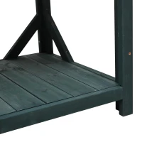 Outdoor Potting Bench with 4 Shelf & Side Hook for Patio, Farmhouse Garden Workstation with Large Tabletop, 47'' L x 19.5'' W x 65'' H, Green(m-11)