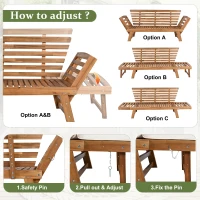 Expandable Acacia Wood Daybed with Cushions, Adjustable Patio Chaise Lounge for Compact Space, 78.5" L x 21.5" W x 32" H, Natural+Beige(m-6)