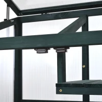 Portable Wood Greenhouse with Wheels & 3-Tier Shelf, Solid Wood Frame with Openable Roof for Balcony, 31.5'' L x 22.5'' W x 62'' H, Green(m-9)