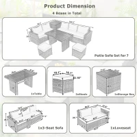 6-Piece Patio Rattan Set with Adjustable Lounger & Storage Box, All-Weather Wicker Furniture for Garden, 75.5" L x 27.5" W x 28.5" H, Natural(m-3)