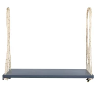 Acacia Wood Porch Swing with Cushion & 2 Pillow for Garden, Hanging Patio Bench with Durable Hemp Rope, 63" L x 23.5" W x 2" H, Gray(m-2)