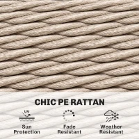 Outsunny Rattan Outdoor Coffee Table, 2-Tier Small Garden Side Table with Storage Shelf, Tempered Glass Top, Adjustable Footpads(m-6)