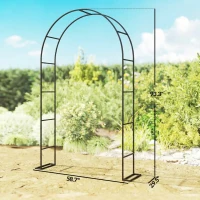 Outsunny 8 ft Steel Garden Arch, Garden Arbor Trellis with Large Base for Climbing Plants, Wedding Arch Stand, Black(m-3)