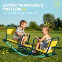 Qaba Teeter Totter Seesaw for Kids, 2 in 1 Metal Rocking Seesaw for Toddlers Age 3-8, Playground Equipment for Backyard(m-4)