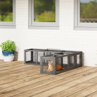 PawHut Cat Tunnel, Outdoor Cat Enclosure with Combinable Design, 8 Doors, 98" Kitty Toys for House, Window, Cage, Dark Grey(m-8)