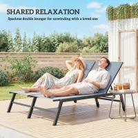 Outsunny Chaise Lounge Chair for 2 Person, Outdoor Lounge Chair with 5-Position Adjustable and Wheels(m-4)