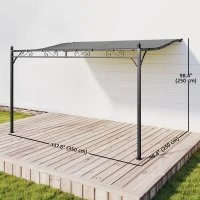 Outsunny 11.5' x 8.2' Outdoor Pergola, Wall Mounted Lean to Pergola with Metal Frame, UPF30+, Garden Gazebo(m-3)