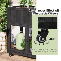 Mini Wood Cold Frame Greenhouse with Wheels for Patio, Elevated Garden Bed for Indoor Outdoor Use, 35.5" L x 17.5" W x 37.5" H, Black(m-5)