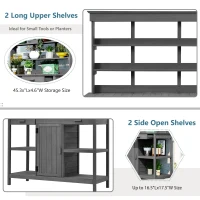 Outdoor Potting Bench with 2 Drawers, Cabinet & Open Shelf, Farmhouse Garden Workstation for Backyard, 50'' L x 19.5'' W x 66'' H, Gray(m-7)