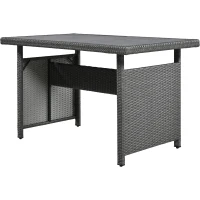 5-Piece Rattan Patio Sofa with Extendable Side Table & Dining Table, All-Weather Wicker Sectional for Garden, 47" L x 27.5" W x 27.5" H, Gray(m-14)