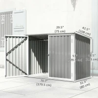 Outsunny Outdoor Metal Storage Shed Garden Garbage Can Organizer with Double Door and Vents for 2 Trash Cans, Light Grey(m-3)