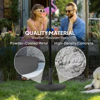 Outsunny 20 lbs Resin Half Parasol Base Outdoor Umbrella Stand Weight, Concrete Garden Parasol Stand, Black(m-5)