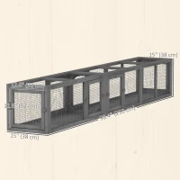 PawHut Cat Tunnel, Outdoor Cat Enclosure with Combinable Design, 8 Doors, 98" Kitty Toys for House, Window, Cage, Dark Grey(m-3)