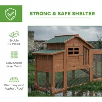 PawHut Chicken Coop with Run Mobile Wooden Hen House with Nesting Box Pull-out Tray for 1-2 Chickens Orange(m-7)