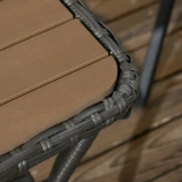 Outsunny Outdoor Patio PE Rattan Coffee Table with Storage Shelf, Wicker Side Table with Wood-Plastic Composite Top, Mixed Brown(m-9)