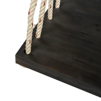 Acacia Wood Porch Swing with 10.8FT Hemp Rope for Adults, Durable Hanging Swing Bench with Cushion, 63" L x 23.5" W x 2" H, Brown(m-10)