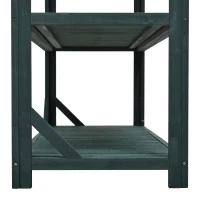 Outdoor Potting Bench with 4 Shelf & Side Hook for Patio, Farmhouse Garden Workstation with Large Tabletop, 47'' L x 19.5'' W x 65'' H, Green(m-12)