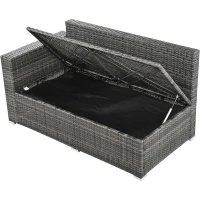 6-Piece Patio Rattan Set with Adjustable Lounger & Storage Box, All-Weather Wicker Furniture for Garden, 75.5" L x 27.5" W x 28.5" H, Grey(m-12)