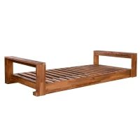 Acacia Wood Porch Swing Bed with Hemp Ropes for Patio, Twin Size Hanging Daybed with 400LBS Capacity, 86" L x 41.5" W x 17.5" H, Natural(m-13)