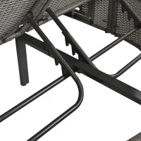 All-Weather Rattan Daybed with Adjustable Backrest, Stylish Chaise Lounge with Thick Cushion for Poolside, 78.5" L x 55.5" W x 16.5" H, Gray(m-12)