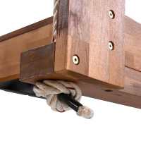 Acacia Wood Porch Swing Bed with Hemp Ropes for Patio, Twin Size Hanging Daybed with 400LBS Capacity, 86" L x 41.5" W x 17.5" H, Natural(m-10)