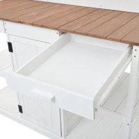 Large Wooden Potting Bench with 2 Drawer, Cabinet, Open Shelf, Farmhouse Garden Workstation for Backyard, 50'' L x 19.5'' W x 66'' H, White(m-9)