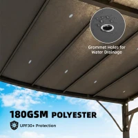 Outsunny 11.5' x 8.2' Outdoor Pergola, Wall Mounted Lean to Pergola with Metal Frame, UPF30+, Garden Gazebo(m-5)