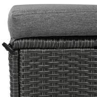 5-Piece Rattan Patio Sofa with Extendable Side Table & Dining Table, All-Weather Wicker Sectional for Garden, 47" L x 27.5" W x 27.5" H, Gray(m-6)