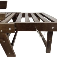 Expandable Acacia Wood Daybed with Cushions, Adjustable Patio Chaise Lounge for Compact Space, 78.5" L x 21.5" W x 32" H, Gray(m-9)