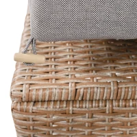 5-Piece Rattan Patio Sofa with Extendable Side Table & Dining Table, All-Weather Wicker Sectional for Garden, 47" L x 27.5" W x 27.5" H, Brown(m-7)