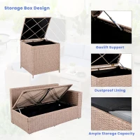 6-Piece Patio Rattan Set with Adjustable Lounger & Storage Box, All-Weather Wicker Furniture for Garden, 75.5" L x 27.5" W x 28.5" H, Natural(m-6)