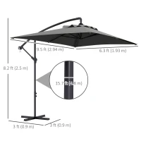 Outsunny 3(m) patio offset umbrella, with Cross Base - Dark Grey(m-3)