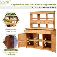 Tall Potting Bench with 3 Shelves, 6 Drawers, Hutch and Cabinet, Wood Garden Workstation for Patio, 50'' L x 20.5'' W x 65.5'' H, Natural(m-4)