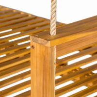 Twin Size Porch Swing Daybed with Acacia Wood Frame, Farmhouse Hanging Daybed for Patio & Garden, 82'' L x 40.5'' W x 27.5'' H, Natural(m-12)