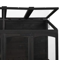 Walk-In Wooden Greenhouse with 2 Folding Shelf & 4 Skylight, Sturdy Fir Wood Cold Frame for Backyard, 58'' L x 29'' W x 78'' H, Black(m-12)