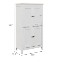 HOMCOM Bathroom Storage Cabinet, Modern Bathroom Floor Cabinet with 4 Doors and 2 Adjustable Shelves, White(m-3)